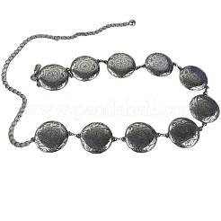 Boho-Vintage-Taillenkette aus Legierung mit floral geprägtem Münzgliedmuster für Damen&nbsp;WGD4B54-01