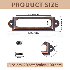 100 borsa 5 colori cornice per etichetta rettangolare in ferro&nbsp;FIND-FH0018-10