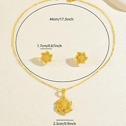 Комплект из латунного кулона-цветка и серег-гвоздиков для женщин&nbsp;VQ9013