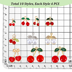 40 pendentif en alliage émail rouge et alliage strass&nbsp;FIND-PH0060-34