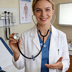 10 pendentif stéthoscope en résine œil maléfique bicolore (2 pièce)&nbsp;HJEW-ME00155