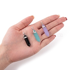 3pcs 3 couleurs pendentifs pointus en verre de jade imitation&nbsp;GLAA-FS0001-04