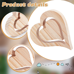 Сердце незавершенное деревянное украшение&nbsp;DIY-WH0888-465