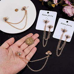 4 шт. броши из цинкового сплава с бахромой и стразами в виде пчелы&nbsp;JEWB-FH0002-33KCG