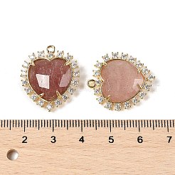 Natürlicher Erdbeerquarz facettierte Herzanhänger&nbsp;G-I382-03G-06