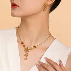 Женский комплект из ожерелья и серег с кисточками в виде ромашек из нержавеющей стали 201 ZN4700