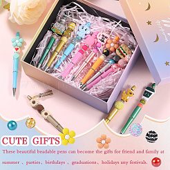 Kits para hacer bolígrafos con cuentas de plástico abs y silicona con forma de flor/perro diy&nbsp;DIY-SZ0010-11