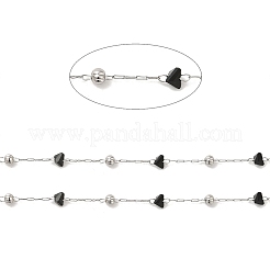 Chaînes de perles triangulaires à facettes en verre noir&nbsp;CHS-B004-03P