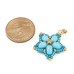 Подвески из стеклянного бисера ручной работы и синтетических окрашенных бусин императорской яшмы&nbsp;PALLOY-MZ00751