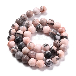 Fili di perline rotonde di diaspro zebrato rosa naturale&nbsp;G-E334-8mm-11