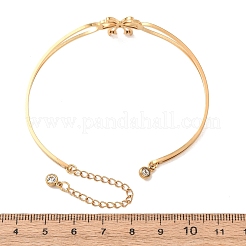 Bracciali rigidi da donna in acciaio inossidabile 304 con fiocco e strass.&nbsp;BJEW-Z176-02G