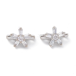 Placcatura cremagliera in ottone con pavé di ciondoli a fiore in zirconia cubica trasparente&nbsp;KK-G464-01P