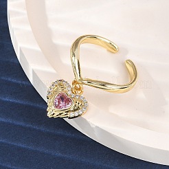 Открытые манжеты из латуни с микропаве и цирконием для женщин&nbsp;RJEW-U057-22A-G