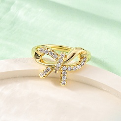 Кольца для женщин с микропаве из латуни и прозрачными кубическими цирконами&nbsp;RJEW-U047-06G