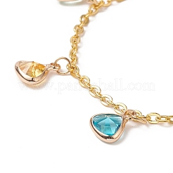Bracelet à breloques triangle en verre coloré&nbsp;BJEW-JB09160