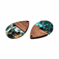 Подвески из прозрачной смолы и ореха&nbsp;RESI-N025-028-A04