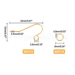 60 шт. крючки для сережек из нержавеющей стали 304&nbsp;DIY-DC0001-53