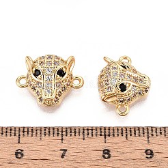 Подвески-коннекторы из латунных микрофибрилл с прозрачными и черными кубическими цирконами&nbsp;KK-T074-87G