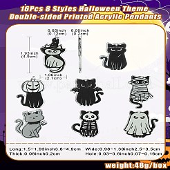 16 шт. 8 стиля подвески из акрила с двусторонней печатью на тему Хэллоуина&nbsp;OACR-CJ0002-08