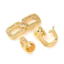Fermoirs repliables en laiton micro pave zircone cubique transparente&nbsp;KK-D259-03G