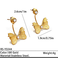 Ohrstecker aus Edelstahl 304 mit klaren Zirkonia und Kunststoffperlen für Damen&nbsp;WGF3CDE-01