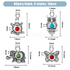 40 шт. 4 стиля подвески из сплава с покрытием из античного серебра и синтетической бирюзой&nbsp;FIND-HY0001-65