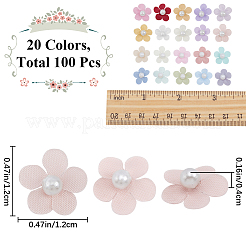 Полиэфирный атлас с пластиковым жемчужным цветком&nbsp;DIY-WH0542-16