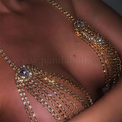 Chaînes de poitrine sexy en alliage de cristal et strass pour bikini&nbsp;FS-WG8610C-01