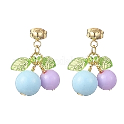 Серьги-гвоздики с подвесками из акрила вишневого цвета&nbsp;EJEW-JE06821