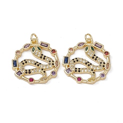 Латунные разноцветные подвески из кубического циркония&nbsp;KK-E068-VA166-2