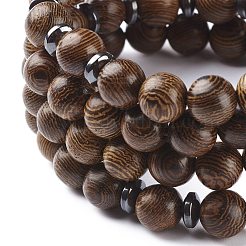 Collier bracelet enroulé à quatre boucles en bois naturel et noix de coco avec gourde&nbsp;BJEW-JB08539