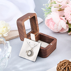 Magnetische Aufbewahrungsboxen für Ohrhänger aus Holz mit Sichtfenster&nbsp;CON-WH0085-235B