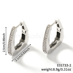 Ретро блестящие латунные трапециевидные серьги-кольца из прозрачного кубического циркония&nbsp;LY2718-2