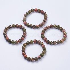 Natürliche unakite wulstige Ausdehnungs-Armbänder&nbsp;BJEW-I253-10mm-04