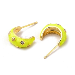 Серьги-гвоздики из латуни с микропаве из кубического циркония с эмалью для женщин&nbsp;EJEW-H091-05G