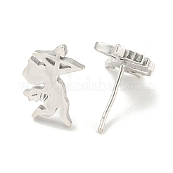 Orecchini a bottone in ottone con angelo cupido placcato a cremagliera da donna&nbsp;EJEW-Z048-05P