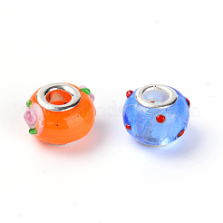 Abalorios europeos / Cuentas europeas de murano hechos  a mano&nbsp;LS-LAMP-WH0003-03