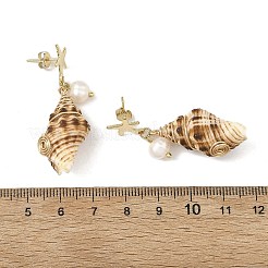 Boucles d'oreilles puces en acier inoxydable 304 avec perles naturelles&nbsp;EJEW-JE07420