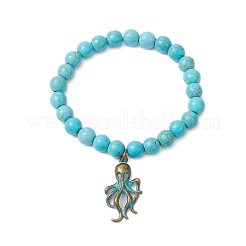 5 set di braccialetti elastici con perline sintetiche turchesi&nbsp;BJEW-JB10970