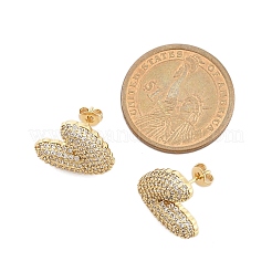 Женские серьги-гвоздики из латуни с микропаве и прозрачным кубическим цирконием&nbsp;LS-EJEW-F352-06G