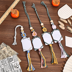 6 шт. 6-цветный плетеный держатель для фотографий из хлопка с цветочным узором подвесные украшения&nbsp;HJEW-GL0001-12