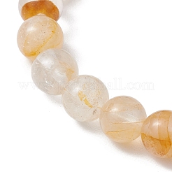 Круглые натуральные желтые гематоидные кварцевые бусины эластичные браслеты для женщин&nbsp;BJEW-JB11400