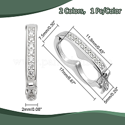 2 шт. 2-цветные родиевые застежки-крутилки из стерлингового серебра с микропаве из прозрачных кубических цирконий&nbsp;FIND-PH0018-35B