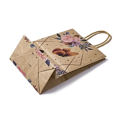 Бумажные пакеты из крафт-бумаги с узором «цветок-бабочка»&nbsp;CARB-F012-03A