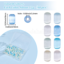 96 g 8 Farben Imitation Katzenaugenglas Zylinderförmig Saatperlen&nbsp;GLAA-SC0003-20A