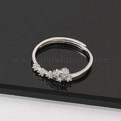 Anillos ajustables de circonita cúbica transparente con micro pavé de plata de ley chapada en rodio de constelaciones para mujer&nbsp;RJEW-P130-01P-G
