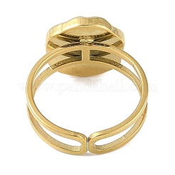 Ионное покрытие (ip) 304 нержавеющая сталь эмаль плоские круглые с манжетами в виде цветка кольца для пальцев&nbsp;RJEW-L107-067G-01