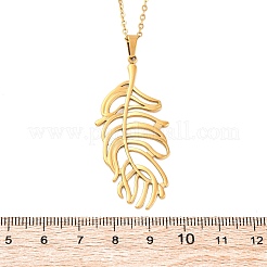 Colliers avec pendentif en forme de feuille en acier inoxydable 304&nbsp;NJEW-H059-29A-G