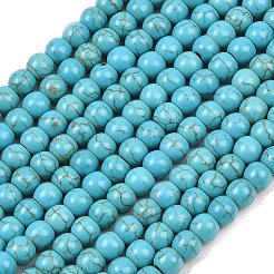 Синтетических нитей бирюзовые бусы&nbsp;TURQ-F007-01B-6mm