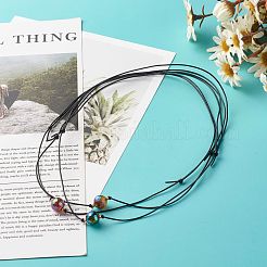 Колье с круглым граненым ожерельем из натурального агата с жемчужным блеском&nbsp;NJEW-JN03657-02